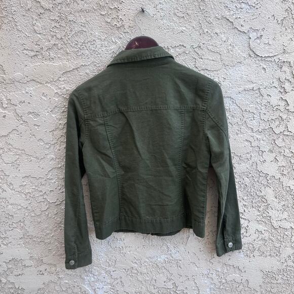 Geoffrey Beene Olive Green Linen Zip Jacket Size 4 - Picture 2 of 4